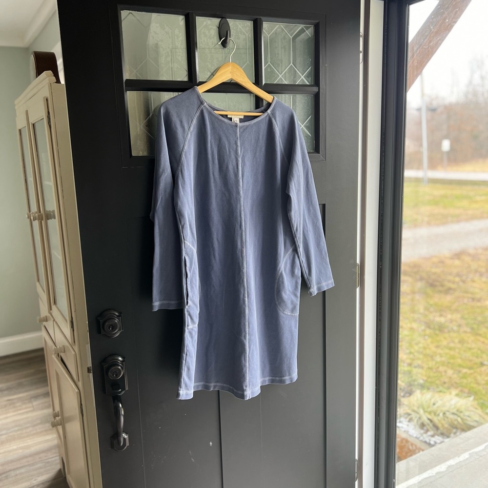 J. Jill 100% Cotton Blue Swing dress with pockets